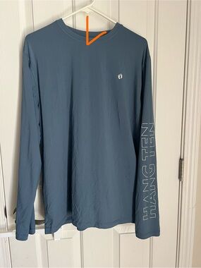 Hang Ten Men's Long Sleeve Tee in Slate Blue with Sleeve Logo
